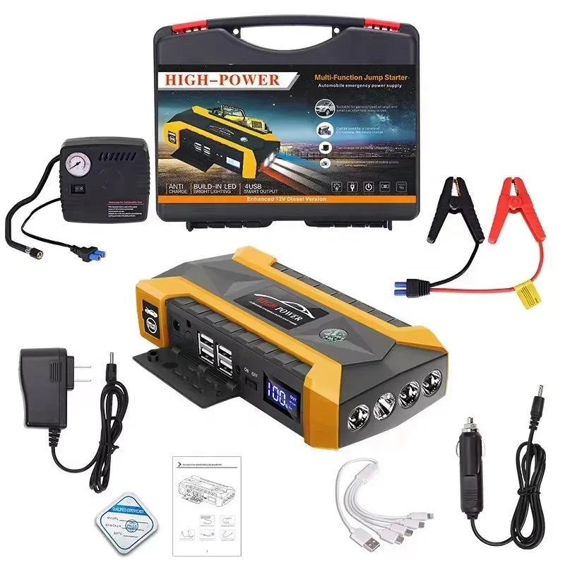 Arrancador/Iniciador de Batería Para Autos y Motos 4 en 1 🚗⚡ Bomba de aire + ENVIO GRATIS